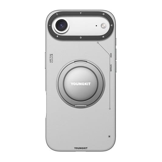 iPhone 17 Air Kılıf M-safe Şarj Özellikli 360 Derece Standlı Basit Mat Deri Desenli Youngkit Tech Leather Serisi Kapak