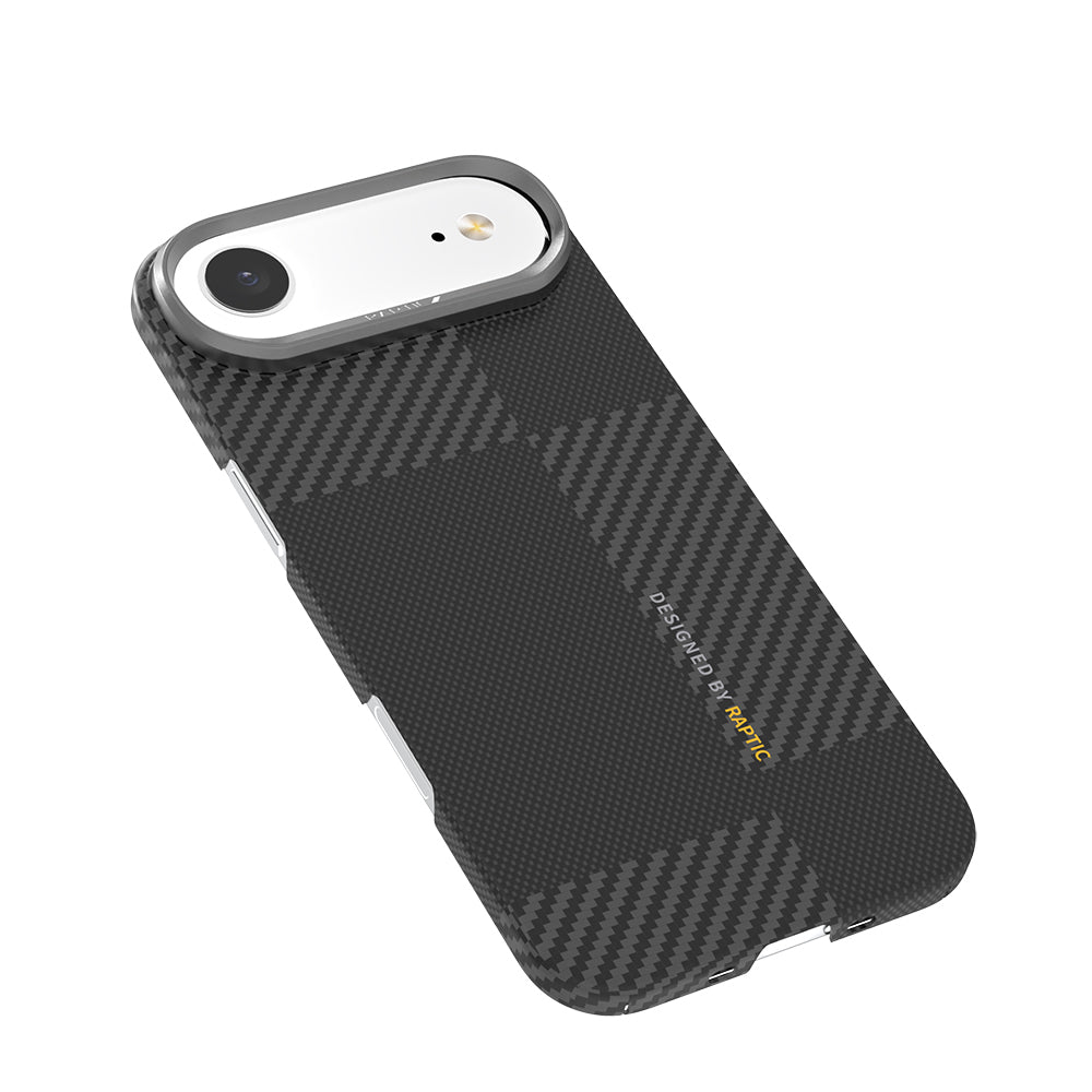 iPhone 17 Air Kılıf M-safe Şarj Özellikli 600D Metal Kamera Çerçeveli Raptic Aramid Fiber Geotik Serisi Kapak