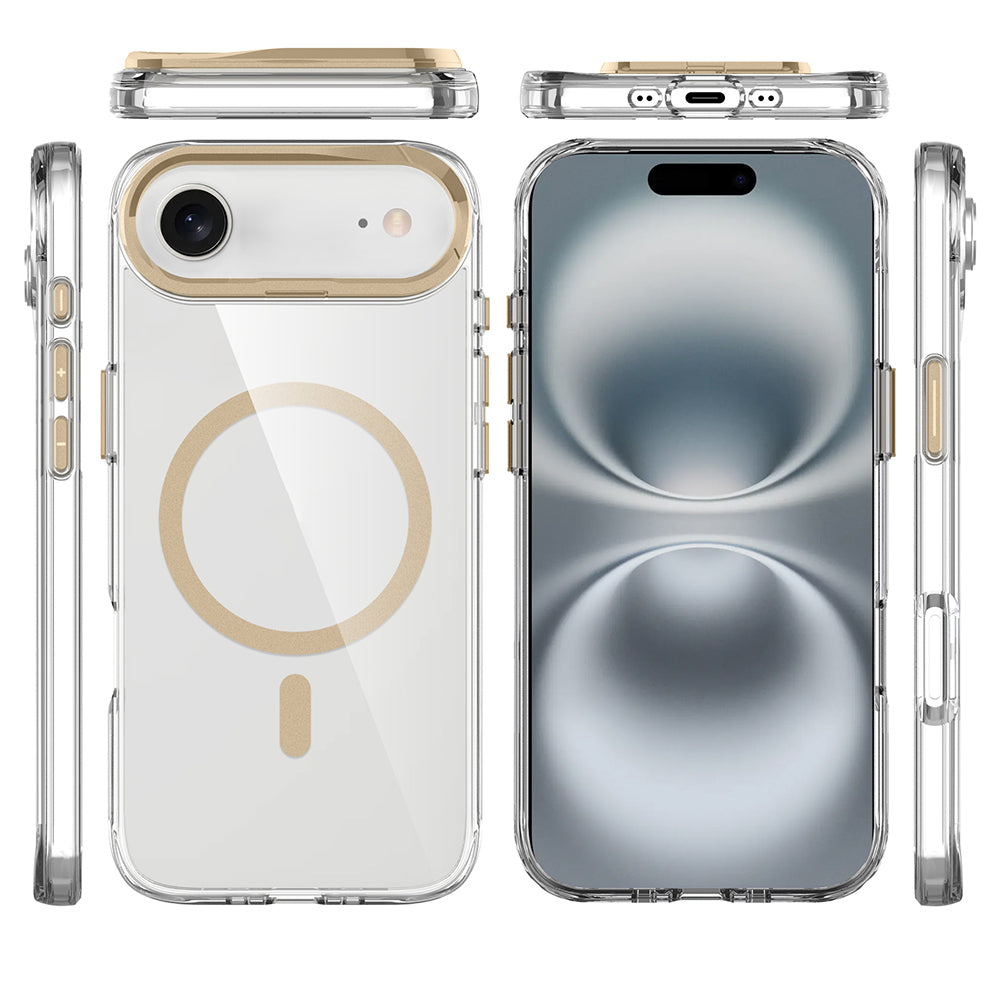 Apple iPhone 17 Air Kılıf M-safe Şarj Özellikli Airbagli Kamera Standlı Zore Azor Kapak