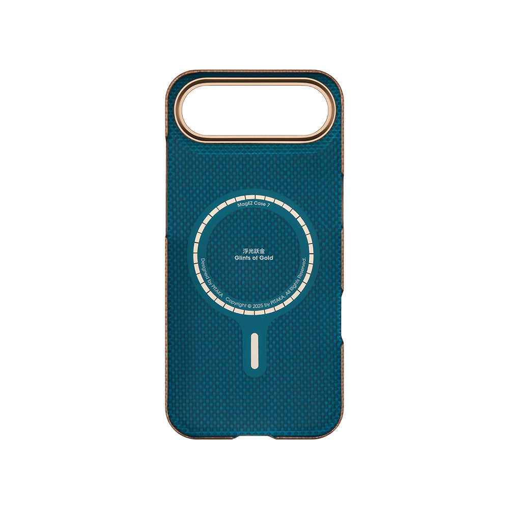 iPhone 17 Air Kılıf M-safe Şarj Özellikli Aramid Fiber Pitaka Glints of Gold Ultra Slim Serisi Kapak