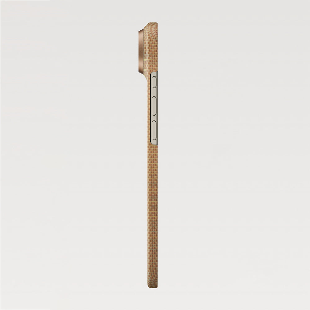 iPhone 17 Air Kılıf M-safe Şarj Özellikli Aramid Fiber Pitaka Glints of Gold Ultra Slim Serisi Kapak