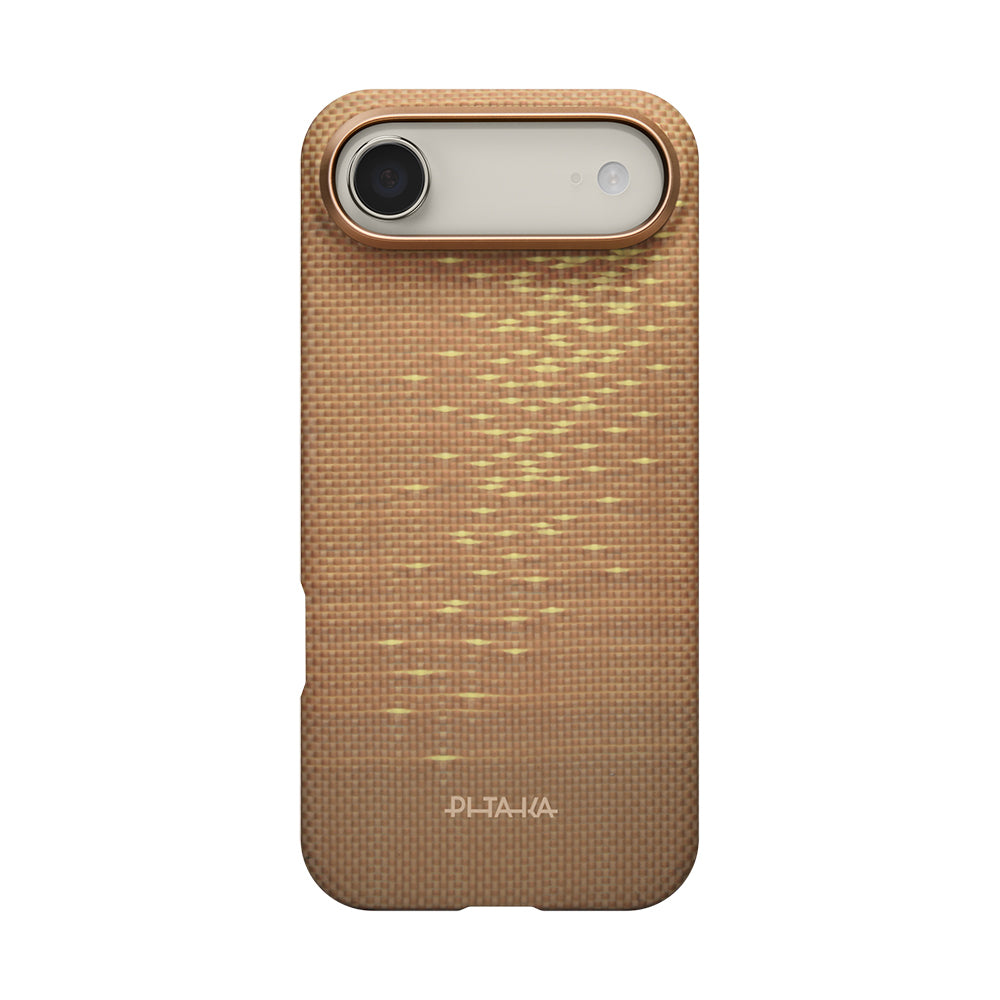 iPhone 17 Air Kılıf M-safe Şarj Özellikli Aramid Fiber Pitaka Glints of Gold Ultra Slim Serisi Kapak