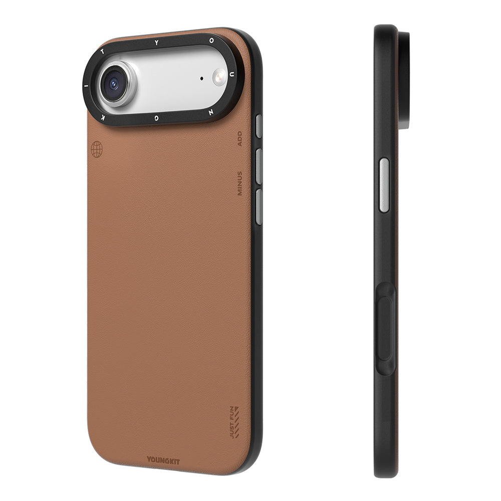 iPhone 17 Air Kılıf M-safe Şarj Özellikli Basit Mat Deri Desenli Youngkit Tech Fashion Serisi Kapak