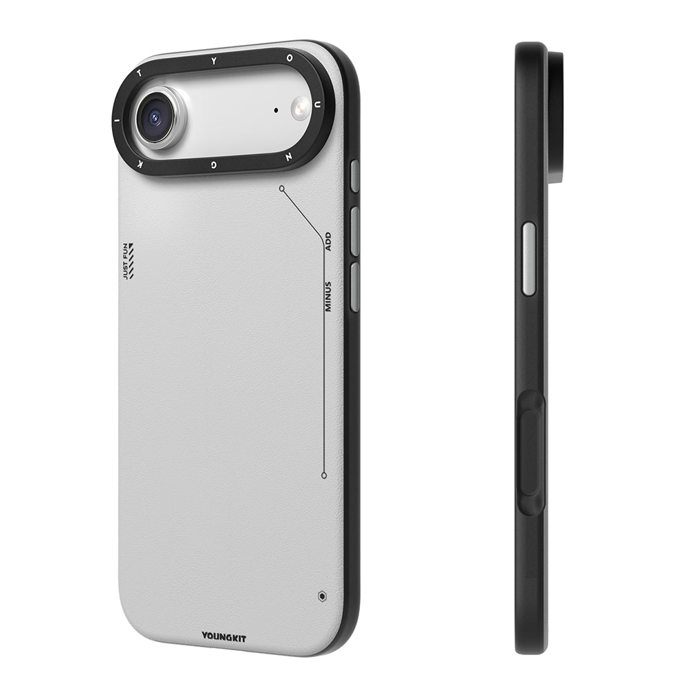 iPhone 17 Air Kılıf M-safe Şarj Özellikli Basit Mat Deri Desenli Youngkit Tech Fashion Serisi Kapak