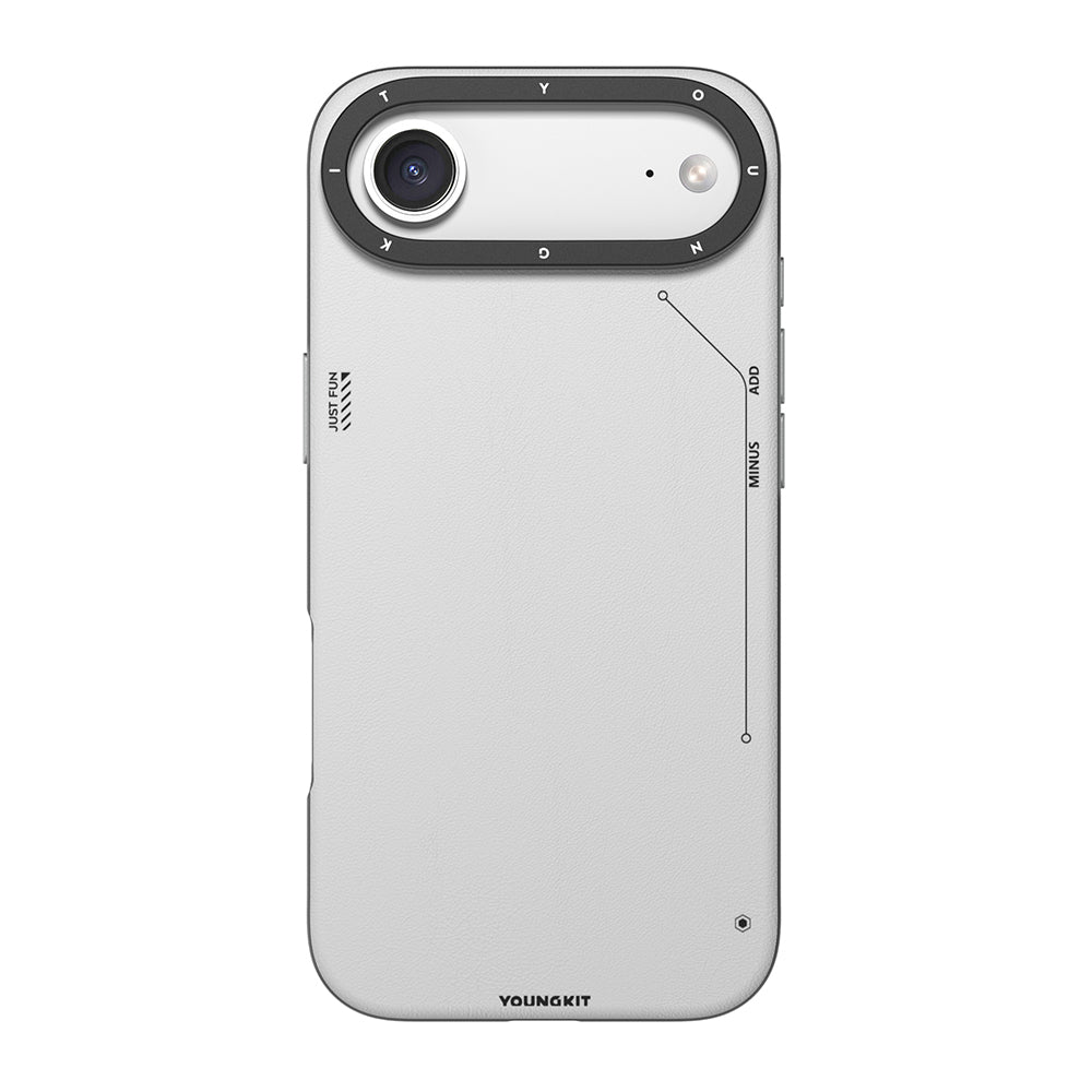 iPhone 17 Air Kılıf M-safe Şarj Özellikli Basit Mat Deri Desenli Youngkit Tech Fashion Serisi Kapak