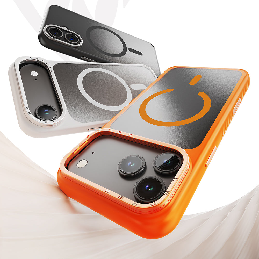 iPhone 17 Air Kılıf M-safe Şarj Özellikli Metal Kamera Standlı Lenyes CK226 PC Kapak