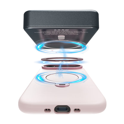 Apple iPhone 17 Air Kılıf M-safe Şarj Özellikli Metal Standlı Sıvı Silikon Lenyes CK223 Kapak