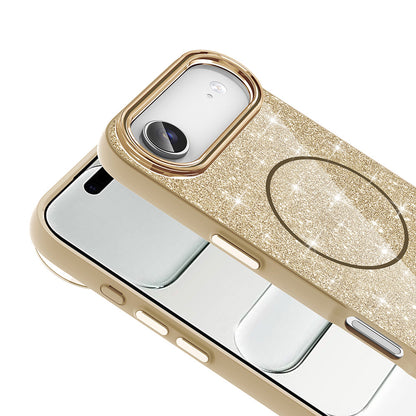 Apple iPhone 17 Air Kılıf M-safe Şarj Özellikli Parlayan Simli Zore Okso Kapak