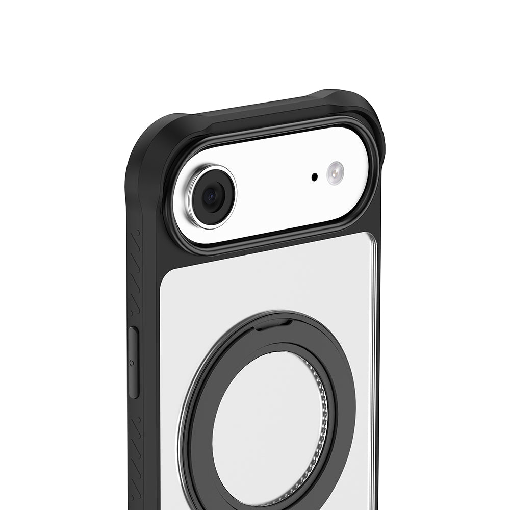 iPhone 17 Air Kılıf M-safe Şarj Özellikli Parmak Ring Standlı Airbag Tasarımlı Mutural Obsidian Serisi Kapak