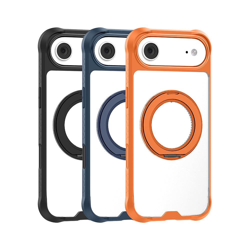 iPhone 17 Air Kılıf M-safe Şarj Özellikli Parmak Ring Standlı Airbag Tasarımlı Mutural Obsidian Serisi Kapak