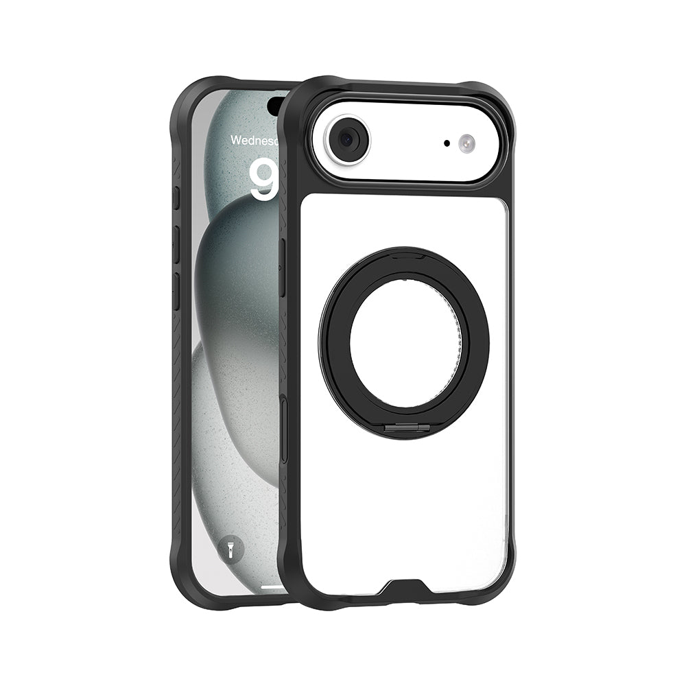 iPhone 17 Air Kılıf M-safe Şarj Özellikli Parmak Ring Standlı Airbag Tasarımlı Mutural Obsidian Serisi Kapak