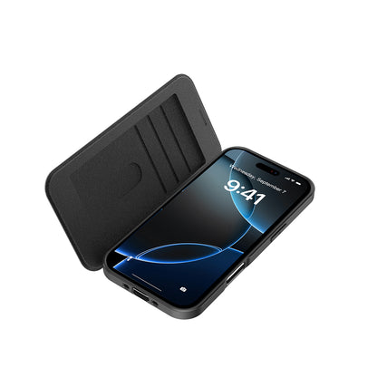 iPhone 17 Air Kılıf M-Safe Şarj Özellikli Raptic Air Folio Şeffaf Kartlıklı Kapaklı Kılıf