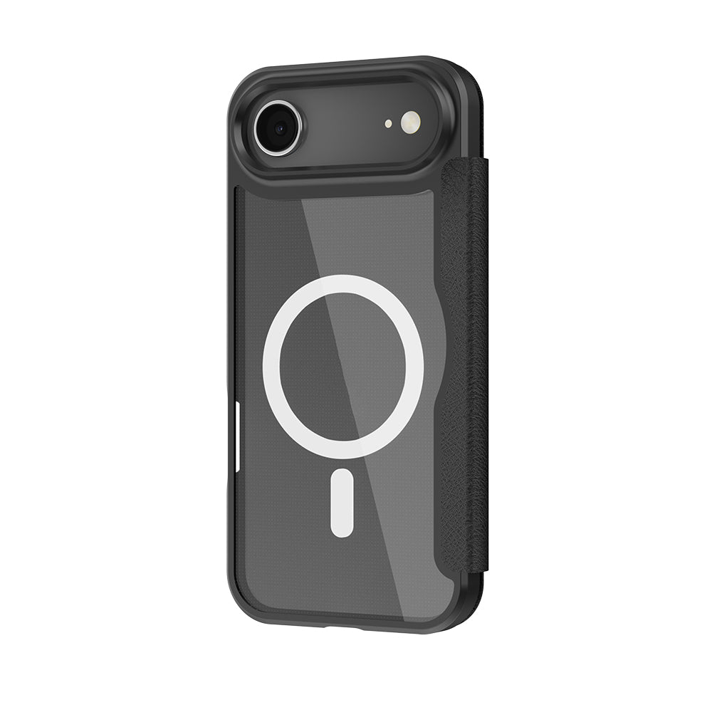 iPhone 17 Air Kılıf M-Safe Şarj Özellikli Raptic Air Folio Şeffaf Kartlıklı Kapaklı Kılıf