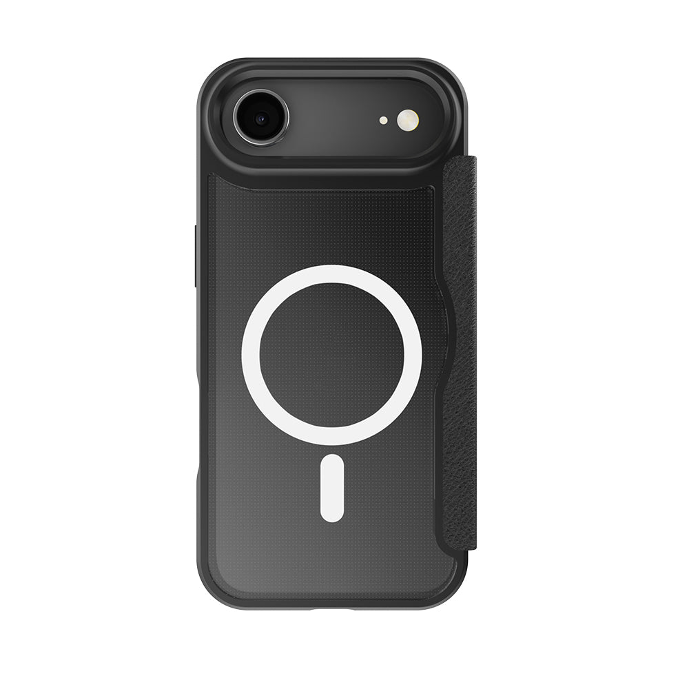 iPhone 17 Air Kılıf M-Safe Şarj Özellikli Raptic Air Folio Şeffaf Kartlıklı Kapaklı Kılıf
