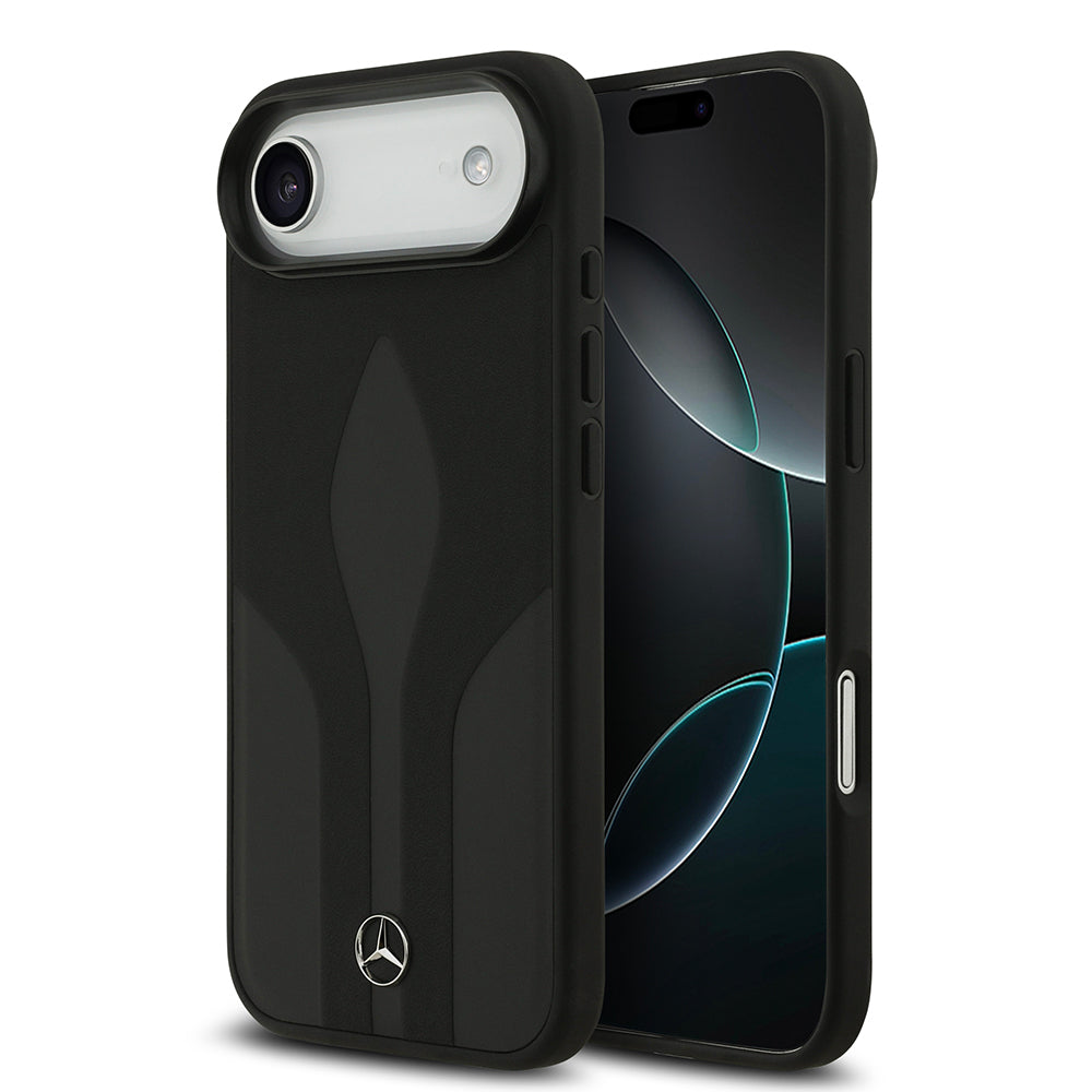 iPhone 17 Air Kılıf Mercedes Benz Orjinal Lisanslı M-safe Şarj Özellikli Dokulu Desenli Deri Kapak