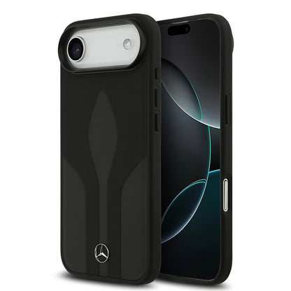 iPhone 17 Air Kılıf Mercedes Benz Orjinal Lisanslı M-safe Şarj Özellikli Dokulu Desenli Deri Kapak