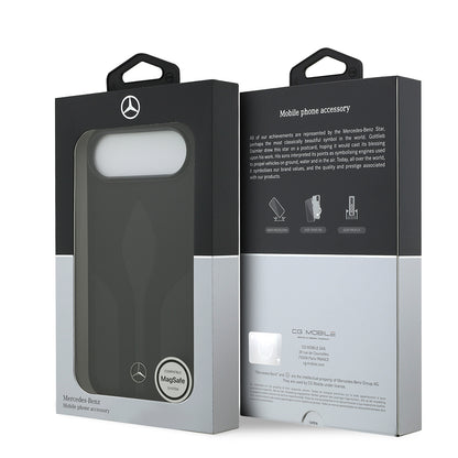 iPhone 17 Air Kılıf Mercedes Benz Orjinal Lisanslı M-safe Şarj Özellikli Dokulu Desenli Deri Kapak