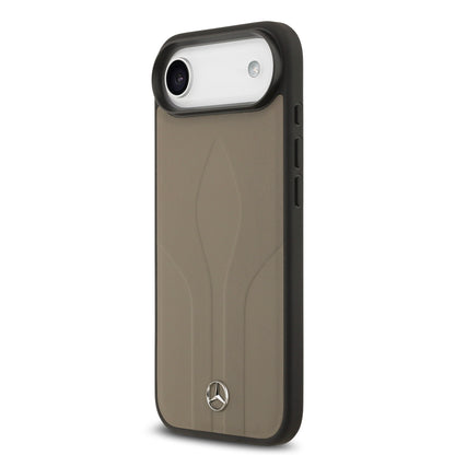 iPhone 17 Air Kılıf Mercedes Benz Orjinal Lisanslı M-safe Şarj Özellikli Dokulu Desenli Deri Kapak