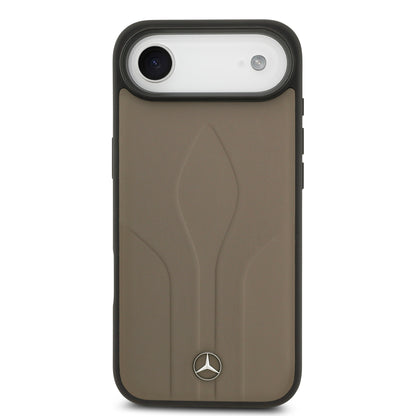 iPhone 17 Air Kılıf Mercedes Benz Orjinal Lisanslı M-safe Şarj Özellikli Dokulu Desenli Deri Kapak