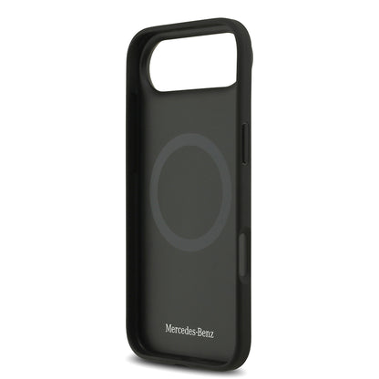 iPhone 17 Air Kılıf Mercedes Benz Orjinal Lisanslı M-safe Şarj Özellikli Şeritli Yıldız Desenli Metal Logolu Deri Kapak