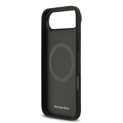 iPhone 17 Air Kılıf Mercedes Benz Orjinal Lisanslı M-safe Şarj Özellikli Şeritli Yıldız Desenli Metal Logolu Deri Kapak