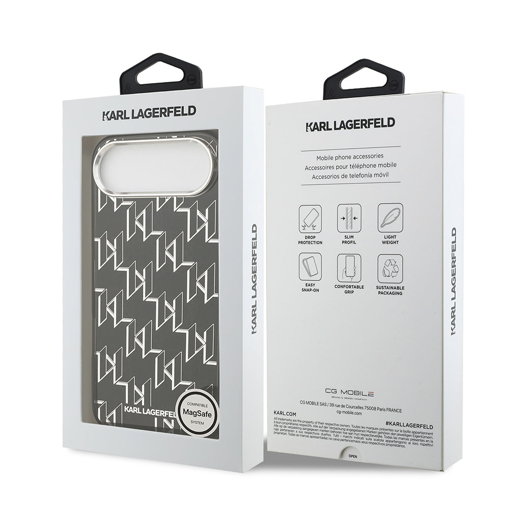 iPhone 17 Air Kılıf Orjinal Lisanslı M-safe Şarj Özellikli Karl Lagerfeld IML Baskılı Monogram Dizayn Kapak