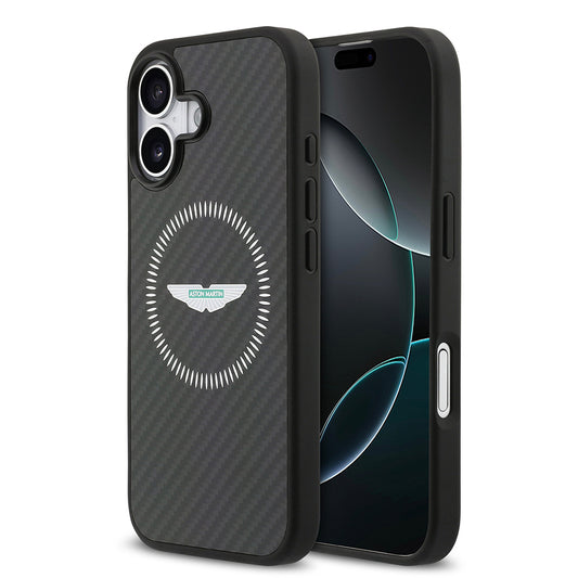 iPhone 17 Kılıf Aston Martin Orjinal Lisanslı M-safe Şarj Özellikli Karbon Fiber Kevlar Kapak