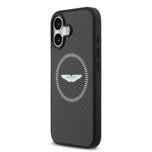iPhone 17 Kılıf Aston Martin Orjinal Lisanslı M-safe Şarj Özellikli Karbon Fiber Kevlar Kapak
