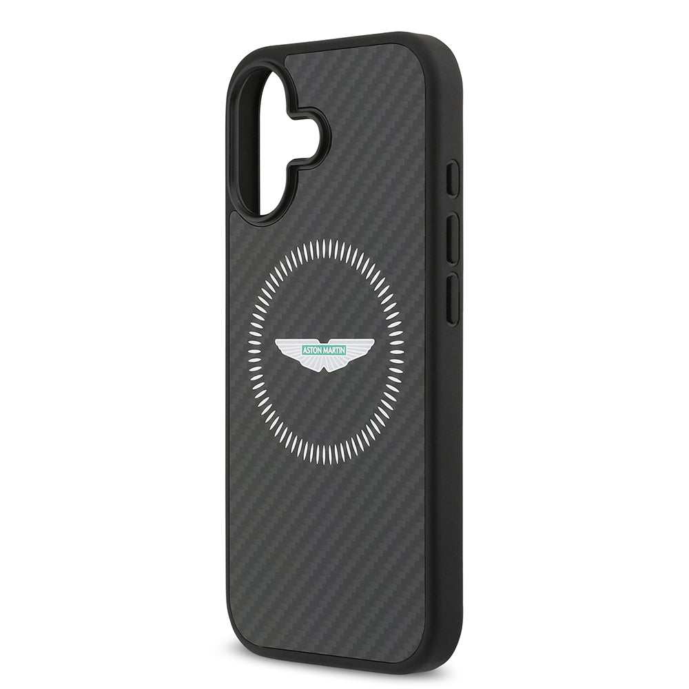 iPhone 17 Kılıf Aston Martin Orjinal Lisanslı M-safe Şarj Özellikli Karbon Fiber Kevlar Kapak