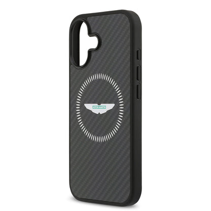 iPhone 17 Kılıf Aston Martin Orjinal Lisanslı M-safe Şarj Özellikli Karbon Fiber Kevlar Kapak