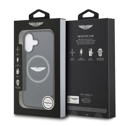 iPhone 17 Kılıf Aston Martin Orjinal Lisanslı M-safe Şarj Özellikli Karbon Fiber Kevlar Kapak