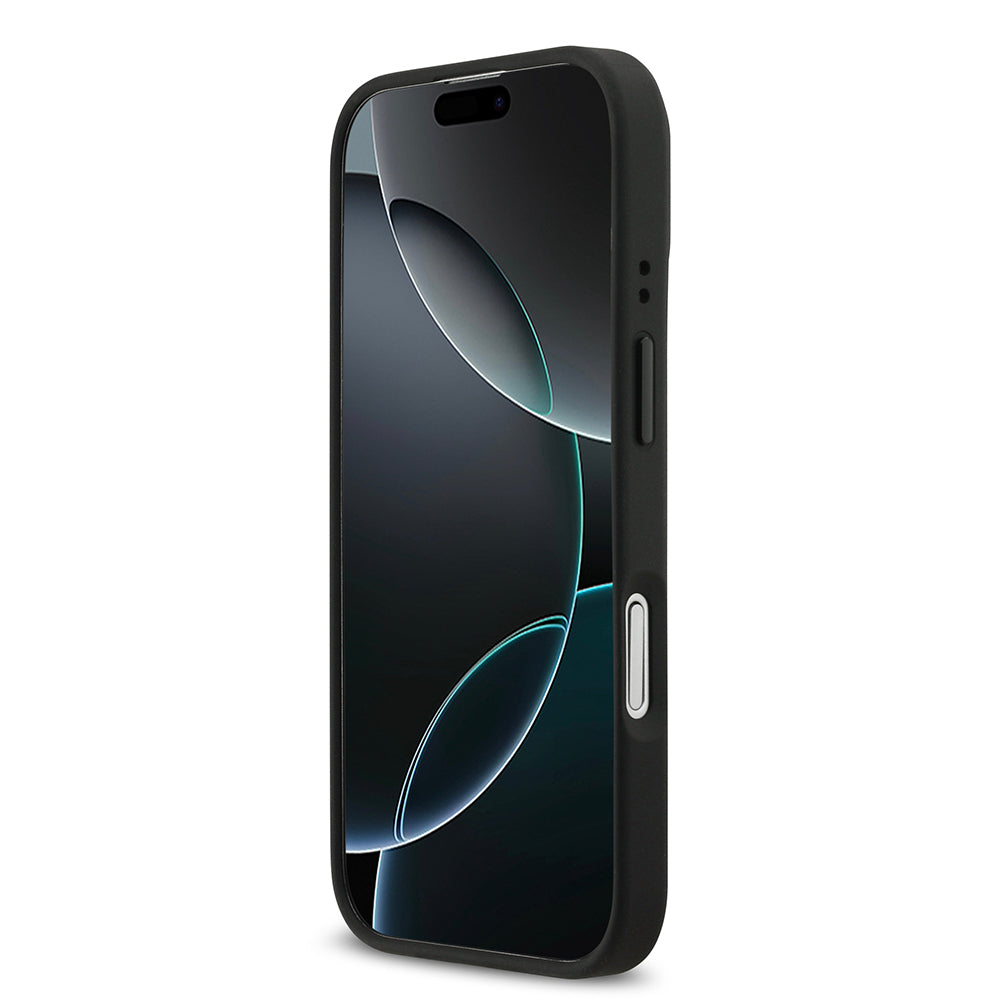 iPhone 17 Kılıf BMW Orjinal Lisanslı M-safe Şarj Özellikli Deri Arka Yüzey Metal Logolu Delikli Şerit Tasarımlı Kapak