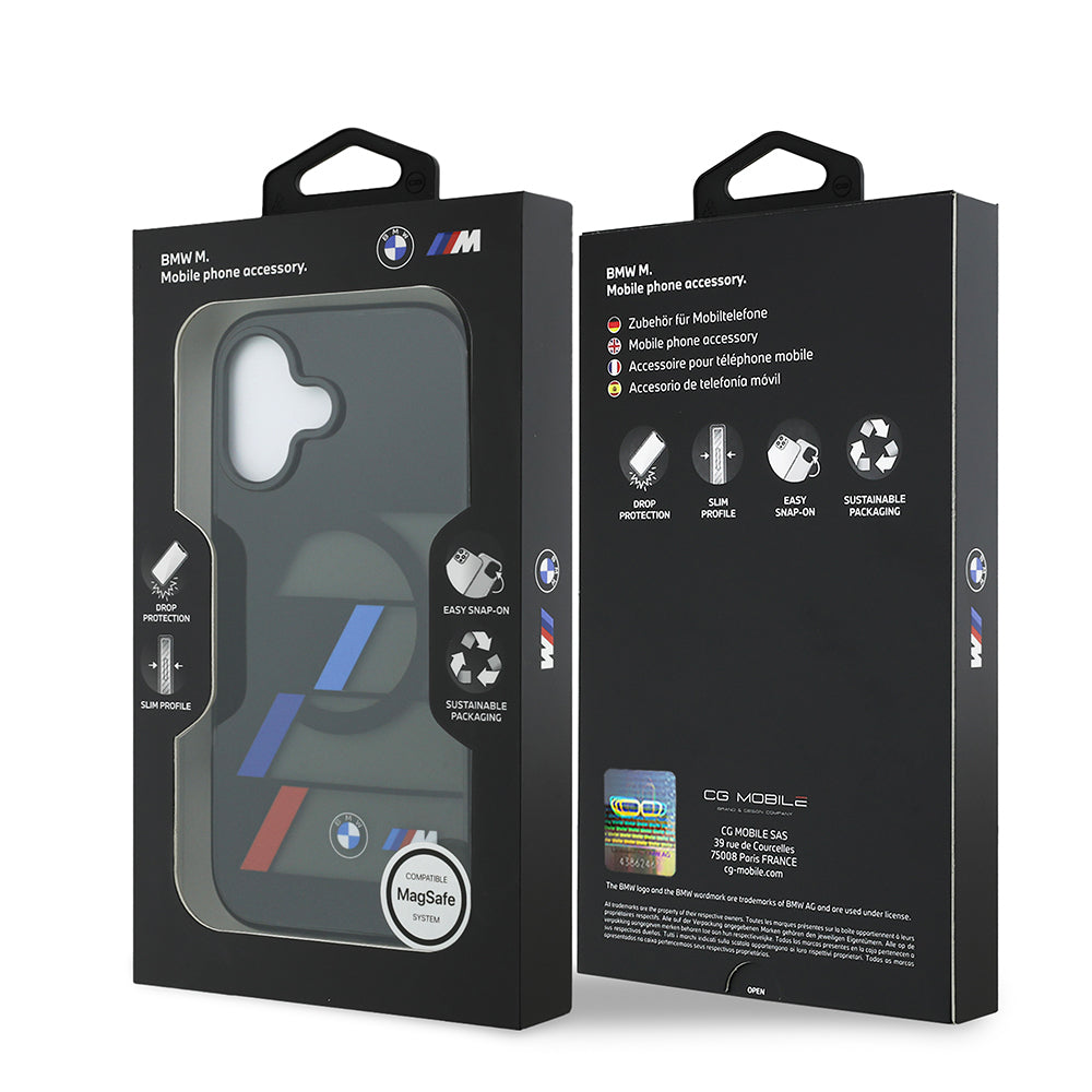 iPhone 17 Kılıf BMW Orjinal Lisanslı M-safe Şarj Özellikli IML Baskılı Üç Renkli M Dizayn Kapak