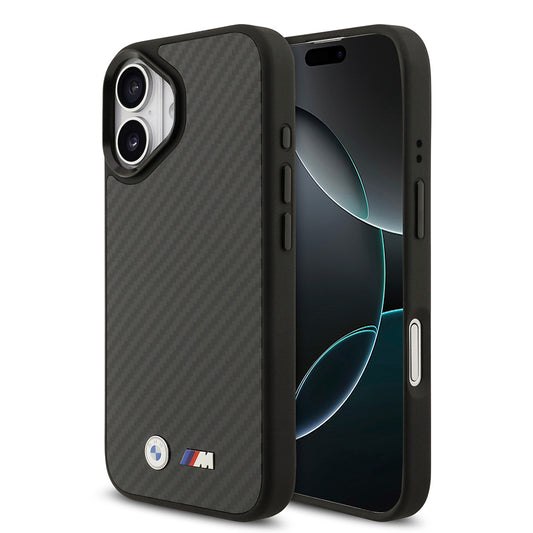 iPhone 17 Kılıf BMW Orjinal Lisanslı M-safe Şarj Özellikli Karbon Fiber Metal Logolu Kevlar Kapak