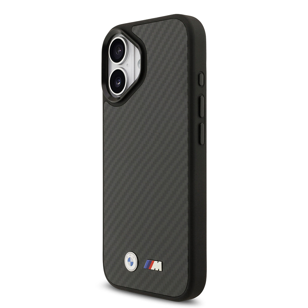 iPhone 17 Kılıf BMW Orjinal Lisanslı M-safe Şarj Özellikli Karbon Fiber Metal Logolu Kevlar Kapak
