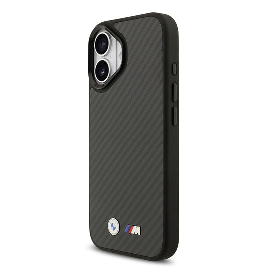 iPhone 17 Kılıf BMW Orjinal Lisanslı M-safe Şarj Özellikli Karbon Fiber Metal Logolu Kevlar Kapak