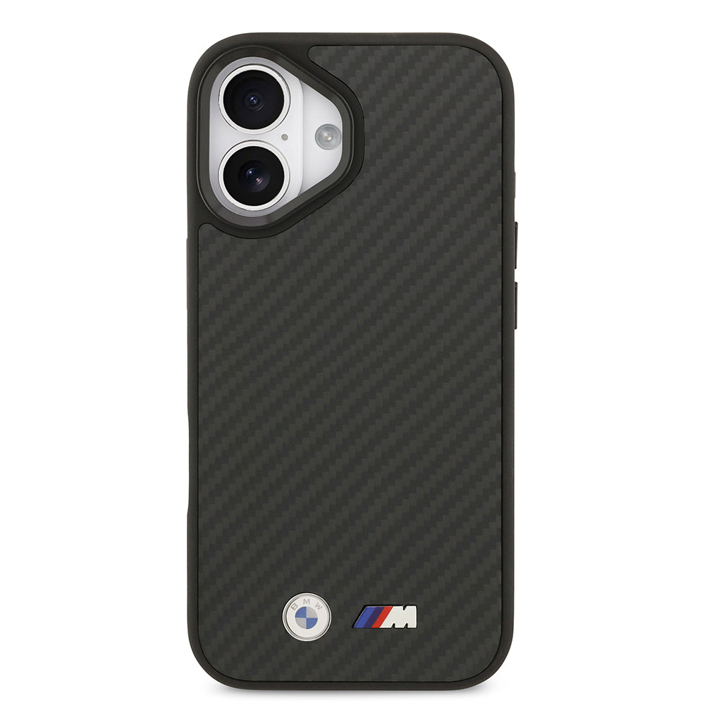 iPhone 17 Kılıf BMW Orjinal Lisanslı M-safe Şarj Özellikli Karbon Fiber Metal Logolu Kevlar Kapak