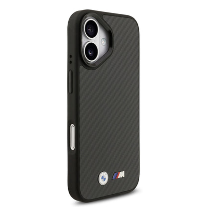 iPhone 17 Kılıf BMW Orjinal Lisanslı M-safe Şarj Özellikli Karbon Fiber Metal Logolu Kevlar Kapak