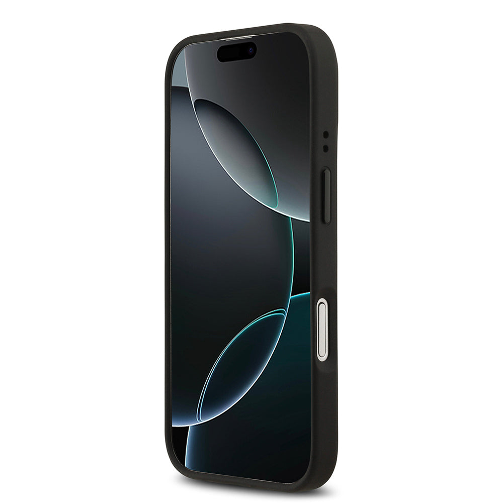 iPhone 17 Kılıf BMW Orjinal Lisanslı M-safe Şarj Özellikli M Logolu Üç Şeritli Delikli Deri Kapak