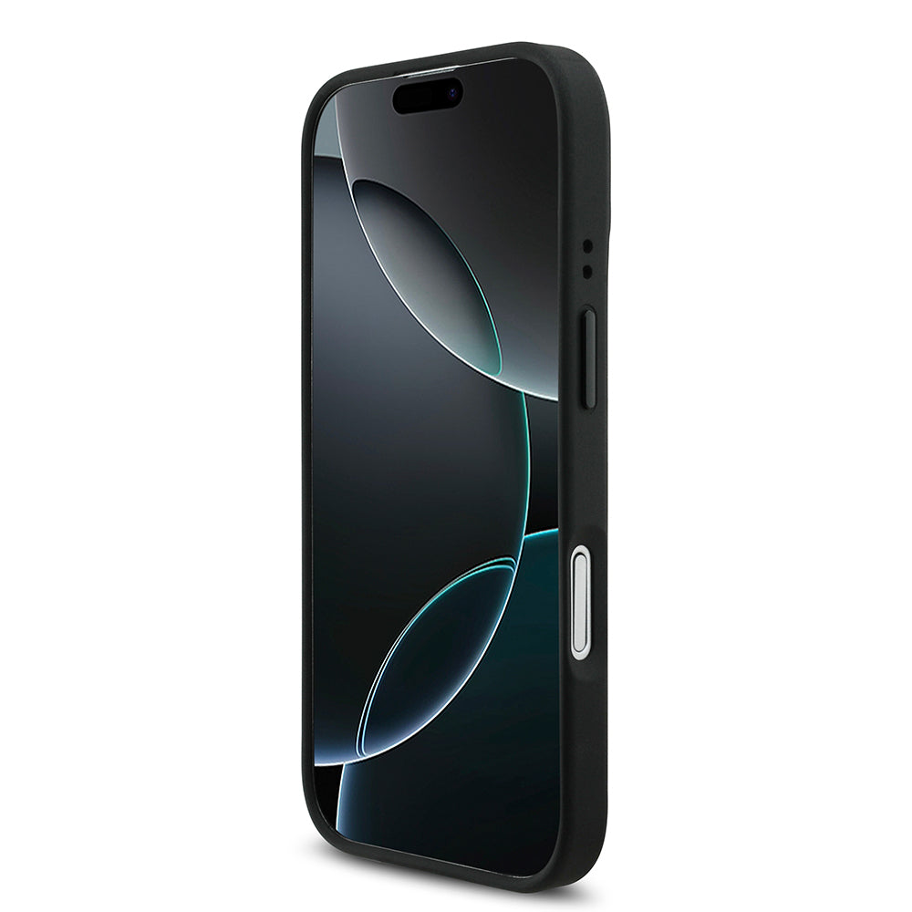 iPhone 17 Kılıf BMW Orjinal Lisanslı M-safe Şarj Özellikli M Logolu Üç Şeritli Delikli Deri Kapak