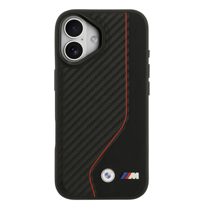 iPhone 17 Kılıf BMW Orjinal Lisanslı M-safe Şarj Özellikli Metal BMW ve M Logolu PU Karbon Tasarımlı Kapak
