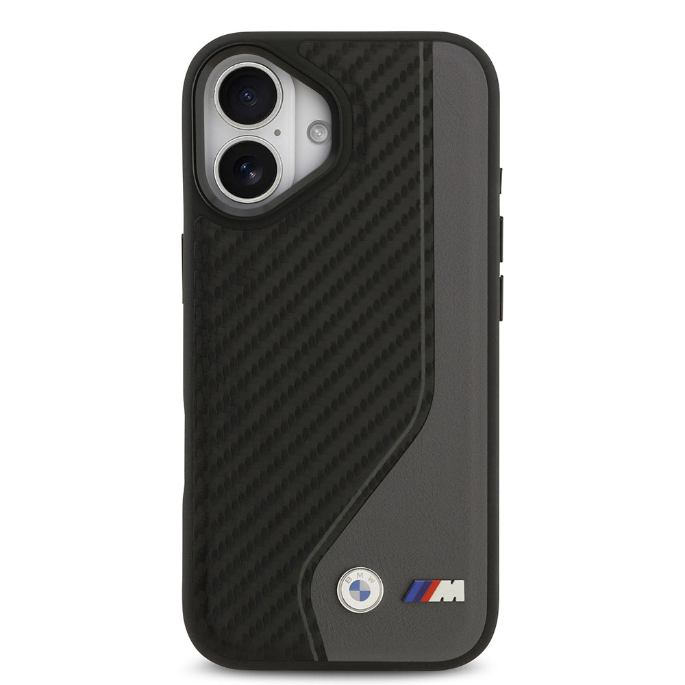 iPhone 17 Kılıf BMW Orjinal Lisanslı M-safe Şarj Özellikli Metal BMW ve M Logolu PU Karbon Tasarımlı Kapak