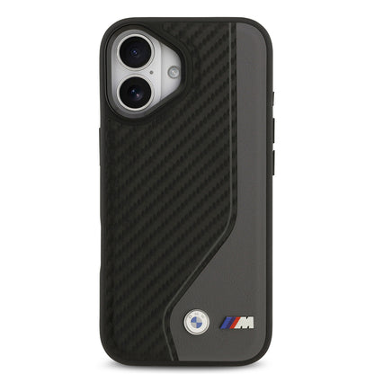 iPhone 17 Kılıf BMW Orjinal Lisanslı M-safe Şarj Özellikli Metal BMW ve M Logolu PU Karbon Tasarımlı Kapak