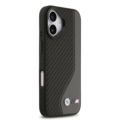 iPhone 17 Kılıf BMW Orjinal Lisanslı M-safe Şarj Özellikli Metal BMW ve M Logolu PU Karbon Tasarımlı Kapak