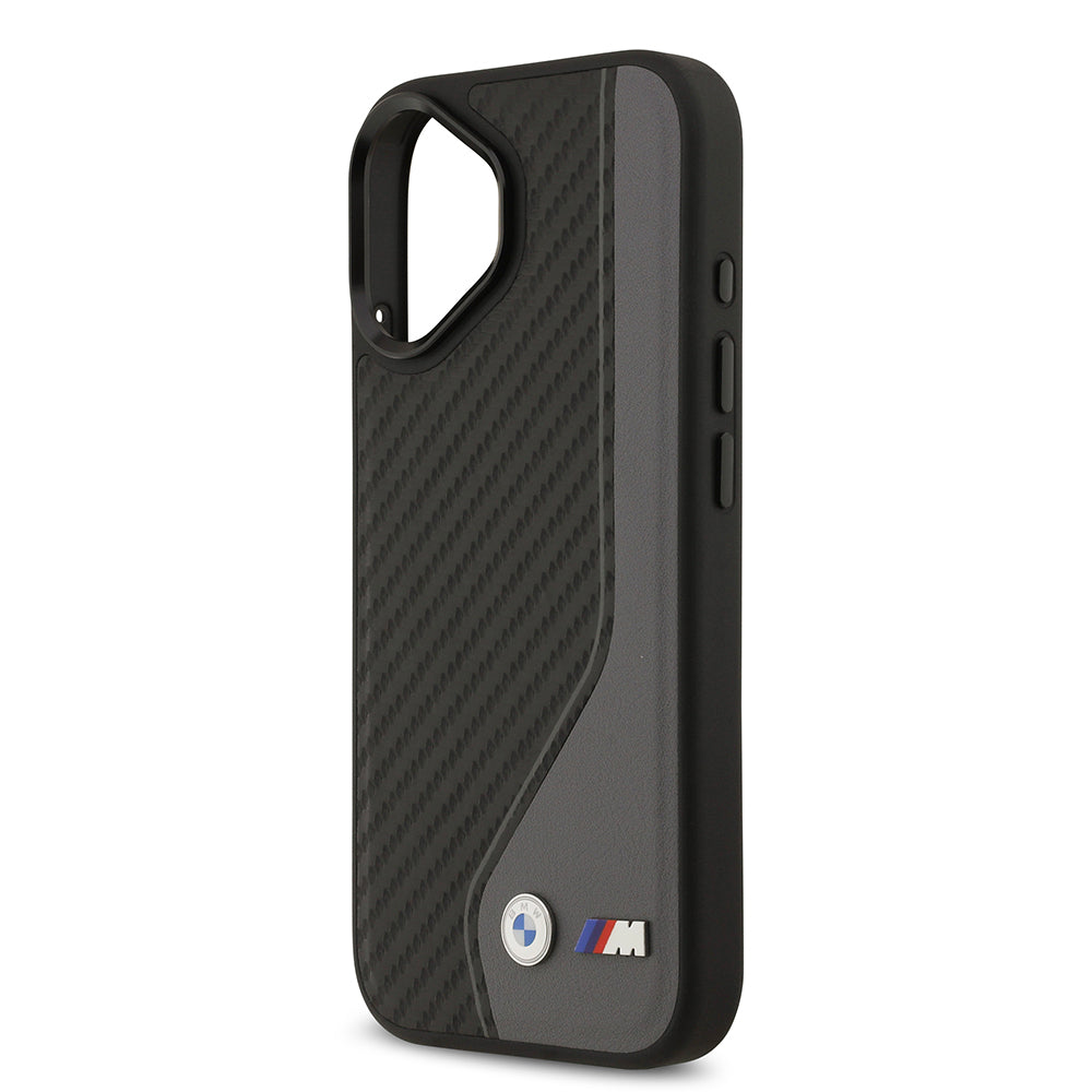 iPhone 17 Kılıf BMW Orjinal Lisanslı M-safe Şarj Özellikli Metal BMW ve M Logolu PU Karbon Tasarımlı Kapak