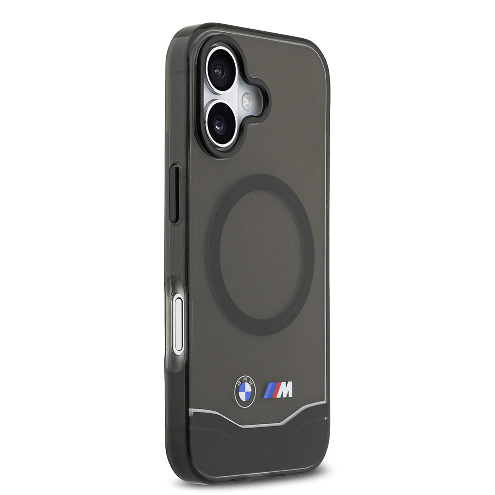 iPhone 17 Kılıf BMW Orjinal Lisanslı M-safe Şarj Özellikli Metal Buton Tasarımlı Tranparan M Dizayn Kapak