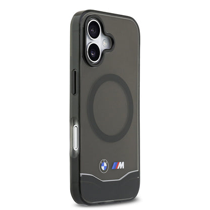 iPhone 17 Kılıf BMW Orjinal Lisanslı M-safe Şarj Özellikli Metal Buton Tasarımlı Tranparan M Dizayn Kapak