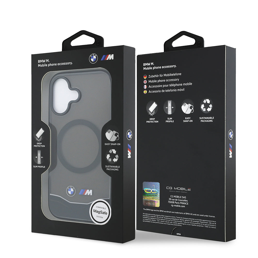 iPhone 17 Kılıf BMW Orjinal Lisanslı M-safe Şarj Özellikli Metal Buton Tasarımlı Tranparan M Dizayn Kapak