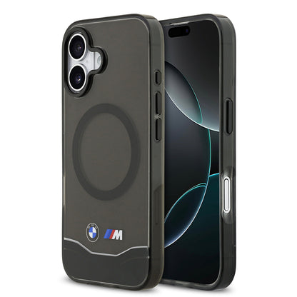 iPhone 17 Kılıf BMW Orjinal Lisanslı M-safe Şarj Özellikli Metal Buton Tasarımlı Tranparan M Dizayn Kapak
