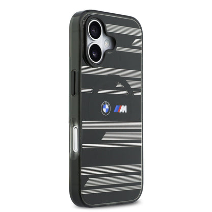 iPhone 17 Kılıf BMW Orjinal Lisanslı M-safe Şarj Özellikli Metal Kamera Butonlu Yatay Şeritli M Dizayn Kapak